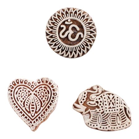 Set of 3 Piece New Mix Wooden Printing Block